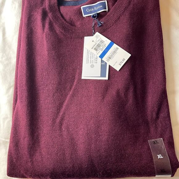 NWT Club Room V-Neck Cashmere Burgundy Sweater size XL - Picture 3 of 8